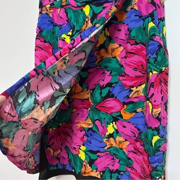 Vintage Floral Print Faux Wrap Pencil Skirt Women’s size 14 Colourful Artsy - Picture 2 of 11